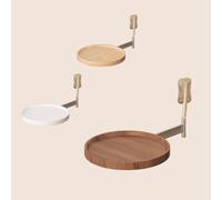 YCYHZC Redonda Mesa Plegable Pared Mesa Abatible, Escritorio Retráctil para Montar Pared, Mesa Centro Plegable Flotante Junto Cama con Soporte Estante Metal(Walnut)