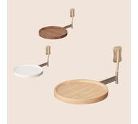 YCYHZC Redonda Mesa Plegable Pared Mesa Abatible, Escritorio Retráctil para Montar Pared, Mesa Centro Plegable Flotante Junto Cama con Soporte Estante Metal(Log)