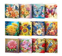 ycyingcheng Kit de tarjetas de felicitación de pintura de diamantes 5D, tarjeta de felicitación de bricolaje con forma especial, postales de Navidad, postales de arte de diamantes con sobres