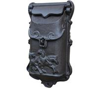 YCYRF Buzon Exterior Vintage de Pared, Buzon Exterior Negro de Hierro Fundido con Decoración de Caballo al Galope 16x7x28cm