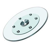 YCYRF Plato Giratorio para Mesa de Comedor con 6 Ruedas Giratorias, Plato Giratorio Lazy Susan de Vidrio Templado, Bandeja Giratoria de Sobremesa, Giro Silencioso y Suave(60cm/24in)