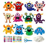 YCZCHE14 Kit de Costura para Niños, con 12 Monstruos, Kit de Costura Bricolaje de Fieltro, Arte y Manualidades para Principiantes, DIY Costura Regalo Niñas 6 7 8 9 10 Años