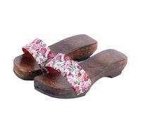 YCZHD Mujeres Zapatilla,Japonés Tradicional Geta Madera Zuecos Zapatos,Arrastre de una Palabra Japonés Antideslizante Madera de Ligera Sensación Casuales Sandalias(Size:EU 38,Color:Rosa)