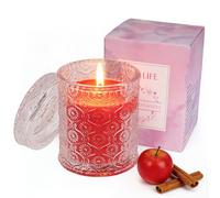 YD LIFE Vela perfumada en vaso, aroma a manzana y canela, 200 g, vela de cera de soja natural, tiempo de combustión de 50 horas, regalo perfecto para cumpleaños, fiestas y más
