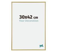 yd. Your Decoration - Marco de Fotos 30x42 cm - Dorado - Marco de fotos de plástico con cristal de plástico antirreflejo - Marco 30x42 cm - Annecy