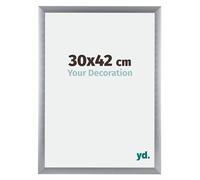 yd. Your Decoration - Marco de fotos 30x42 cm - Marco de pared de aluminio - Antirreflectante - Magnifica calidad - Plateado Cepillado - Tucson