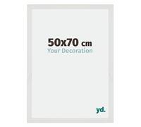 yd. Your Decoration - Marco de fotos 50x70 cm - Blanco Mate - Marco de fotos de MDF con cristal de plástico antirreflejo - Marco 50x70 cm - Mura