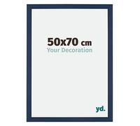 yd. Your Decoration - Marco de fotos 50x70 cm - Marco de pared de MDF - Antirreflectante - Magnifica calidad - Azul Oscuro Barrido - Mura