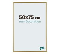 yd. Your Decoration - Marco de Fotos 50x75 cm - Dorado - Marco de fotos de plástico con cristal de plástico antirreflejo - Marco 50x75 cm - Annecy