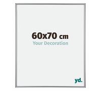 yd. Your Decoration - Marco de Fotos 60x70 cm - Plateado Brillante - Marco de fotos de plástico con cristal de plástico antirreflejo - Marco 60x70 cm - Annecy