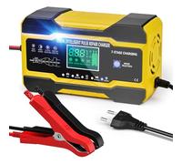 YDBAO Cargador de Batería Inteligente Automático 12V/24V 10A con Pantalla LCD y Protecciones Múltiples para Coches, Motos, Camiones y AGM Gel SLA