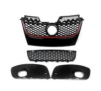 YDCDFVBVGM Central Delantero Rejilla para VW para Golf MK5 para GLI para GTI 2006 2007 2008 2009 Parrilla Delantera Negra con Borde Rojo Rejilla Ventilación Cubierta Antiniebla Coche