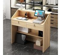 YDCNMM Mostrador de Recepción Comercial con Cajones con Cerradura, Mostrador Multifuncional, Mostrador Moderno de Madera, para Almacén Oficina Salón de Belleza Restaurante(Natural,100x38x92cm)