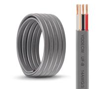 YDDECW Cable UF-B 14/3, 15 pies, 100% cobre puro, 10 AWG, 3 conectores, cable eléctrico de entierro directo para alimentador subterráneo, lugares húmedos o corrosivos, interiores y exteriores, etc