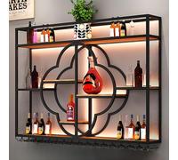 YDEHUEAD Botellero Pared, 3 Plantas Estante Metal para Barra Pared, Soporte Almacenamiento con Soporte para Vasos, con portavasos, para Cocina Comedor, Decoración de Restaurantes (Negro, 100cm)