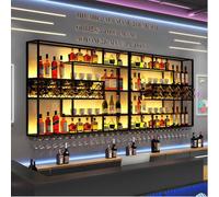 YDEHUEAD Moderno Botellero Montado en la Pared, Grande Estante de Vino Industrial de Metal con Portavasos, 4 Niveles Flotante para Exhibición de Vino para Barra, el hogar, Restaurante (299CM)