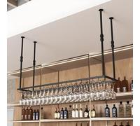 YDEHUEAD Soportes para Copas de Vino de Metal, Estante Colgar Copas de Vino Estante para, Colgador de Copas Invertido, Colgador Copas con Tallo para Familia, Restaurante,Hotel Bar (Negro, 60 * 35cm)