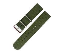 YDEWLY Correa de reloj de lona, correa de nailon, correa de la OTAN, correa de reloj de 18mm/20mm/22mm/24mm, hebilla plateada, correa de reloj de lona, accesorios de reloj(Green,18mm)