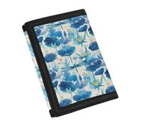 YDFISH Cartera de cuero retro de moda para hombre, mini cartera elegante para mujer, bonita cartera de dibujos animados para niños, cartera de velcro para uso diario, Flor retro