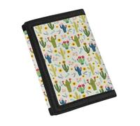 YDFISH Tarjetero de crédito de cactus para mujer, cartera de piel antiagua para hombres, bonita cartera pequeña para niños, cartera de velcro para uso diario, Cactus