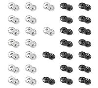 YDHfdc 32 Juegos de Corchetes de Presion Metalicos Negros Plata 7 mm Broches de Presión para Coser Sujetadores de Botón a Presión, para Bolso de Mano Ropa Manualidades DIY