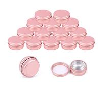 YDHfdc Ronda Tarros de Aluminio 15 Piezas 10ml Vacío Plata Bote de Aluminio Cosmeticos Vacios Tarros con Tapa Rosca para Bálsamo Labial, Loción, Crema, Mini Velas (Oro Rosa)