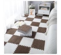 YDHSIKK Alfombra Puzzle Squares, Paquete de 100 losetas de Alfombra de Espuma entrelazadas Tipo Rompecabezas, Multicolor, 12x12 Pulgadas(Dark Brown+White)