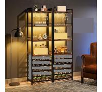 YDHSIKK Almacenamiento en la estande de la Esquina Alta Estante for vinos, 20 Botellas, 5 Niveles, 4 estantes, 3 Filas, for Copas, MDF, Metal, rústico, marrón y Negro(2 PCS)