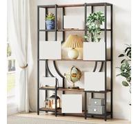 YDHSIKK Almacenamiento en la estande de la Esquina Alta Estantería Alta de 5 Niveles con 12 estantes Abiertos, Estructura de Madera y Metal, 100 x 30 x 176 cm