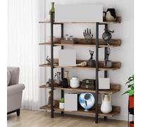 YDHSIKK Almacenamiento en la estande de la Esquina Alta Estantería Industrial de Acero de 5 Niveles, Color marrón rústico, 105 x 33 x 180 cm