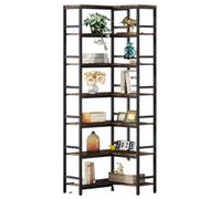 YDHSIKK Almacenamiento en la estande de la Esquina Alta Librería esquinera de 7 Niveles, 200 x 60 x 60 cm, Estructura de Metal Industrial, Color marrón rústico