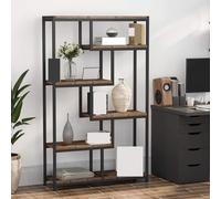 YDHSIKK Almacenamiento en la estande de la Esquina Alta Librería Industrial escalonada de 8 estantes, Madera y Metal, 180 cm de Alto, con estantes Abiertos