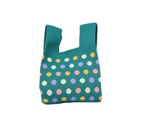 YDHSIKK Bolso tote con nudo en la muñeca, Bolso de muñeca con nudo, reutilizable, de punto a cuadros y lunares, bolso de hombro, multicolor(Blue)