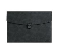 YDHSIKK Carpeta Tipo Bolsa, Cartera de Cuero Tipo sobre, portadocumentos, Bolsa de Almacenamiento de Cuero sintético A4, Negra, 380 x 267 mm, Paquete de 2
