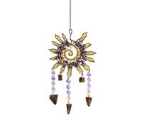 YDHSIKK Cazador de Sol de Cristal, Atrapasueños en Espiral con Forma de Ojo de Tigre, carillón de Viento, Adorno con Cuentas de Cristal, Multicolor, 15cm de diámetro