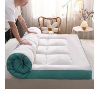 YDHSIKK Colchones de futón Cubrecolchón futón japonés de 10 cm, Multicolor, Varios tamaños(White+Green,200 * 220)