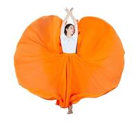 YDHSIKK Falda de Danza del Vientre, Falda Plisada de 720 Grados de Color sólido de Cintura Alta de Gasa Falda Larga de actuación en el Escenario Grande(Orange,S Length 85cm)