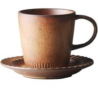 YDHSIKK Juegos de tazas y platillos Taza de té de porcelana hecha a mano de 7.78 oz con asa, for fiestas de cumpleaños y bodas, color marrón