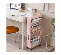 YDHSIKK Mesa de pie Organizador ordenado, 1 estantería extraíble de 5 Niveles for Libros y revistas(Pink)