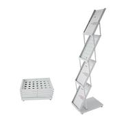 YDHSIKK Mesa de pie Organizador ordenado, Catálogo de estanterías información Plegables for Dar Publicidad a la estantería exhibición exposición Aterrizaje(Iron White 4 Layers)