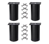 YDHSIKK Muebles Piernas Paquete de 4 Patas for Muebles, Patas Ajustables for gabinetes, Patas Redondas de Metal de Acero Inoxidable, Altura Ajustable de 0 a 10 mm(Matte Black,5cm/1.97in)