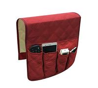 YDHSIKK Multi Organizador de Bolsillo Junto a la Cama, Organizador de Almacenamiento for reposabrazos sofá con 5 Bolsillos(Red)