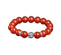 YDHSIKK pulseras Pulsera de cuentas de ágata for parejas, cristal, ahuyentador de malos espíritus, talismán de prosperidad, rojo, 10 mm(10mm)