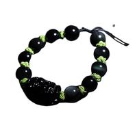 YDHSIKK pulseras Pulsera de hilo rojo Pi Yao for la riqueza, amuleto de Reiki, pulsera ajustable de la suerte for protegerse del mal, for mujeres y hombres, roja, 10 mm(Green-10mm)