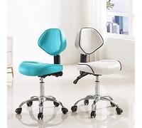 YDHSIKK Taburetes Adjustable Hydraulic Saddle Rolling Stool with Backrest Multicolor For Salon Clinic(Blue)