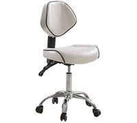 YDHSIKK Taburetes Adjustable Hydraulic Saddle Rolling Stool with Backrest Multicolor For Salon Clinic(White)