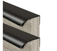 YDHSIKK Tiros de gabinete 2 tiradores negros for cajones, tiradores ocultos for puertas de armarios, muebles de dormitorio, armarios de cocina, aleación de aluminio(Length 200mm)