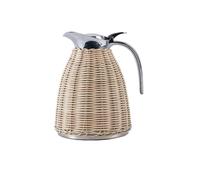 YDJIANCAI Jarra de Agua Fría de Acero Inoxidable, Jarra Aislante de Ratán, Doble Pared al Vacío Tejido a Mano - para Mesa de Comedor, Cafetería, Tienda de Bebidas(Color:Beige Style 3)