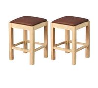 YDkjwjw 2 Piezas de Taburetes de Comedor Tapizados Apilables, Taburete Cuadrado Moderno Sin Respaldo con Patas de Madera Maciza, Taburete de Barra de Cuero PU Sillas de Cocina para Comedor