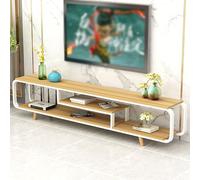 YDkjwjw Gabinete Moderno para Centro de Entretenimiento de TV con Estantes Abiertos de 3 Niveles, Soporte de TV de Madera con Marco de Metal para Sala de Estar Dormitorio